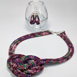 Ethnic Statementent Necklace Mayan Fabric